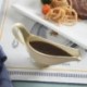 LeaZoole Gravy Boat with Ceramic Tray, 1 PC 8 oz Easy Pour White Gravy Boat with Saucer Stand for Salad Dressings, Milk,Broth, Creamer and More/ Microwave & Dishwasher Safe