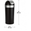 Qimya Venti 16.5-Gallon Swing Top Kitchen Trash Can – Large, 35-inch Tall Garbage Can for Indoor, Outdoor or Commercial Use, Black/Nickel