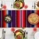 KUANZHAI Serape Table Runner 14 x 84 Inch for Mexican Party Wedding Decorations Outdoor Picnics Dining Table, Fringe Cotton Handwoven Table Runners