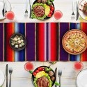 KUANZHAI Serape Table Runner 14 x 84 Inch for Mexican Party Wedding Decorations Outdoor Picnics Dining Table, Fringe Cotton Handwoven Table Runners