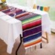 KUANZHAI Serape Table Runner 14 x 84 Inch for Mexican Party Wedding Decorations Outdoor Picnics Dining Table, Fringe Cotton Handwoven Table Runners