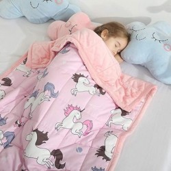 PANZGR Minky Kids Weighted Blanket 5lbs 36 x 48 inches, Soft Kids and Toddler Comforter Great for Calming and Sleeping, Child Bed Size, Pink Unicorn