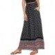 Molilingte Women's Boho Vintage Print Pockets Side A Line Maxi Skirt