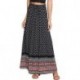 Molilingte Women's Boho Vintage Print Pockets Side A Line Maxi Skirt