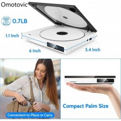 Omotovic Super Mini CD DVD Player with Built-in Speaker, HDMI AV Output Portable Palm-Size DVD CD Player All Region Free, HD 1080P, USB Supported, HDMI/AV Cables Included