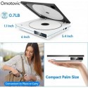 Omotovic Super Mini CD DVD Player with Built-in Speaker, HDMI AV Output Portable Palm-Size DVD CD Player All Region Free, HD 1080P, USB Supported, HDMI/AV Cables Included
