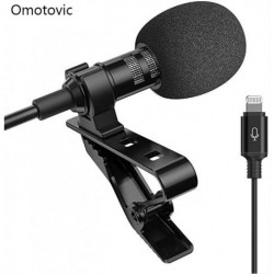 Omotovic Microphone Professional for iPhone Lavalier Lapel Omnidirectional Condenser Mic Phone Audio Video Recording Easy Clip-on Lavalier Mic for YouTube, Interview, Conference for iPhone/iPad/iPod (6.6ft)