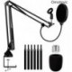 Omotovic Heavy Duty Microphone Arm Stand, Adjustable Suspension Boom Scissor Mic Stand with Dual Layered Mic Pop Filter, 3/8" to 5/8" Screw Adapter Clip for Blue Yeti Snowball, Yeti Nano, Yeti x and other Mic
