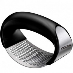 COCEW Garlic Press Rocker, Stainless Steel Garlic Mincer Crusher Professional Kitchen Gadgets Garlic Chopper with Ergonomic Handle, Silicone Garlic Peeler