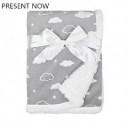 PRESENT NOW Heavenly Soft Chenille Sherpa Receiving Blanket, 3D Gray, 30" x 35", for Boys and Girls