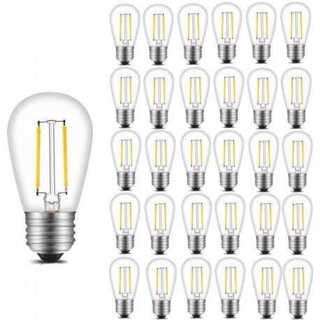 BWEALT Vintage S14 LED Light Bulbs, 2W 200 Lumens 2700K Warm White Waterproof Dimmable Bulb Great for Outdoor String Lights, 30 Pack
