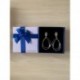WHA&DARRER 1 Pcs Elegant Mesh Black Earring Ring Necklace Jewelry Cardboard Magnetic Gift Box, 3 1/2" W x 3 1/2" D x 1/2" H
