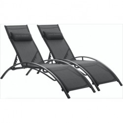 Ulsum Outdoor  Patio Chaise Lounge Chair Aluminum 3 Set 