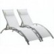 Ulsum Outdoor  Patio Chaise Lounge Chair Aluminum 3 Set 