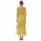 MOOLIGIRL Womens Dresses Yellow Floral Maxi Dress V Neck High Waist Chiffon Beach Summer Party Casual Long Dresses