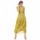 MOOLIGIRL Womens Dresses Yellow Floral Maxi Dress V Neck High Waist Chiffon Beach Summer Party Casual Long Dresses