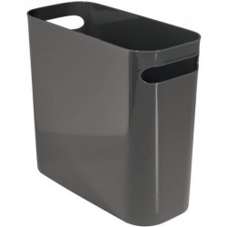 GFABUT Slim Plastic Rectangular Small Trash Can Wastebasket, Garbage Container Bin with Handles for Bathroom, Kitchen, Home Office, Dorm, Kids Room - 10" High, Shatter-Resistant - Slate Gray