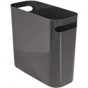 GFABUT Slim Plastic Rectangular Small Trash Can Wastebasket, Garbage Container Bin with Handles for Bathroom, Kitchen, Home Office, Dorm, Kids Room - 10" High, Shatter-Resistant - Slate Gray