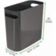 GFABUT Slim Plastic Rectangular Small Trash Can Wastebasket, Garbage Container Bin with Handles for Bathroom, Kitchen, Home Office, Dorm, Kids Room - 10" High, Shatter-Resistant - Slate Gray