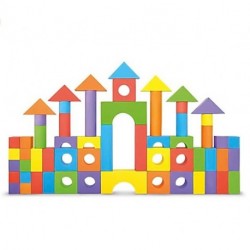 MOOLIGIRL Foam Building Blocks, Building Toy for Girls and Boys, Ideal Blocks Construction Toys for Toddlers, 52 Pieces Different Shapes and Sizes, Waterproof, Bright Colors, 100% Safe, Non Toxic