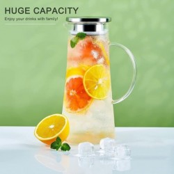 Holfcitylf   High Borosilicate Glass Carafe Set of 2 with Stainless Steel Flip-top Lid-1.4 Liter 47 Ounces 