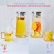 Holfcitylf   High Borosilicate Glass Carafe Set of 2 with Stainless Steel Flip-top Lid-1.4 Liter 47 Ounces 