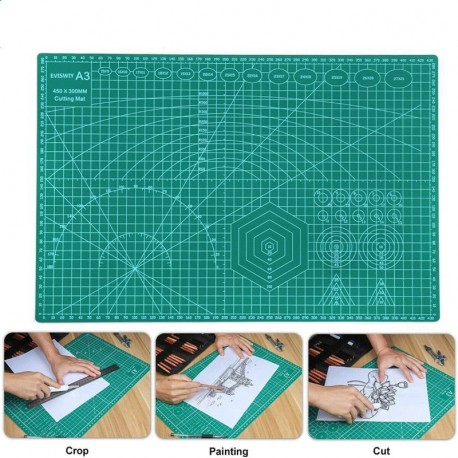 EVISWIY Cutting Mat, for arts and crafts use ,Self-Healing, Double-Sided  , Rotary Blade Compatible, (18x12), Sizes, for Sewing, Quilting, Arts & Crafts 