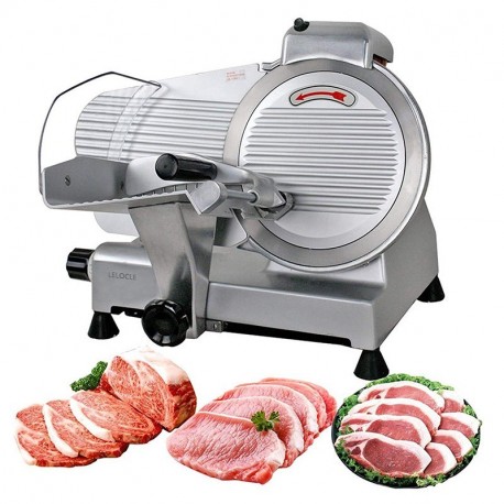 LELOCLE  Electric Food Slicer, 12 inch Electric Food Cutter,  Meat Cheese Food Slicer, Premium Chromium-plated Steel Blade Adjustable Thickness Commercial and for Home Use