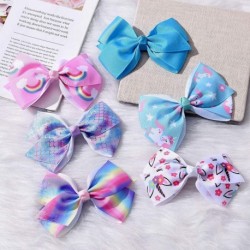 Littlefa  Hair bows,5"Girls Large Bow Unicorn Rainbow Butterfly Grosgrain Ribbon Hair Barrettes Accessories for Baby