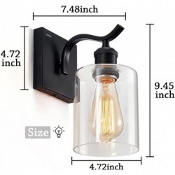 HAWEA Bathroom Vanity Light Fixtures, Metal Sconces Wall Lighting with Clear Glass