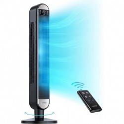 HAWEA Tower Fan with Remote, 90° Oscillating Bladeless Fan, 42 Inch, Quiet with 6 Speeds, Large LED Display