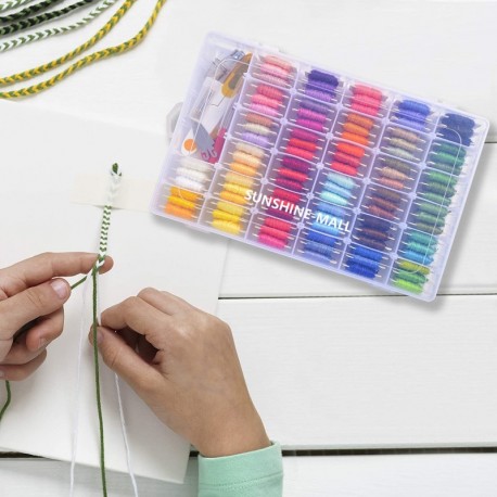 SUNSHINE-MALL  Embroidery yarn,Embroidery Floss Cross Stitch Supplies,Cross Stitch Kits with Organizer Box Cross Stitch Tools