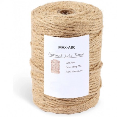 MAX-ABC Natural Jute Twine Hemp Rope (1.5mm/2mm/3mm/6mm) Durable String for Handmde Crafts,Gardening Applications,Home Gardening