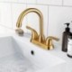 Xudaii 2 Handle Bathroom Faucet Gold, 4 Inch Gold Bathroom Sink Faucet Centerset with Lift Rod Drain Stopper and Supply Hoses