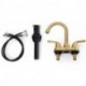 Xudaii 2 Handle Bathroom Faucet Gold, 4 Inch Gold Bathroom Sink Faucet Centerset with Lift Rod Drain Stopper and Supply Hoses