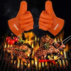 lwzsyap  Potholders,Extra-Long Non-Slip Potholders Gloves, Oven Mitts for Grilling(Orange)