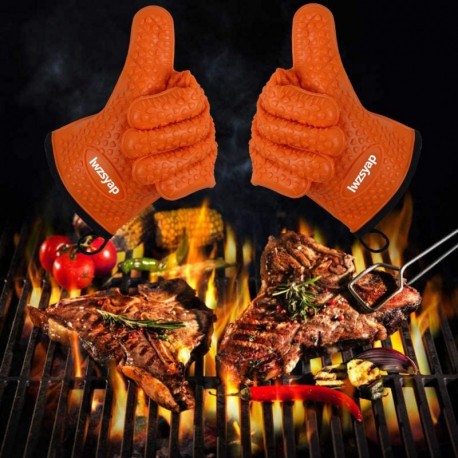 lwzsyap  Potholders,Extra-Long Non-Slip Potholders Gloves, Oven Mitts for Grilling(Orange)