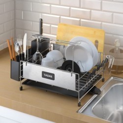 TADAE  Dish drainers,304 Stainless Steel Dish Racks ,Large Dish Drying Rack Drainboard Set