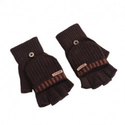 LYUGE  Knitted Half Finger Gloves,Autumn and winter men's flip-top gloves simple cashmere knitted half-finger gloves cold-proof warm and thick riding outdoor