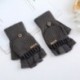 LYUGE  Knitted Half Finger Gloves,Autumn and winter men's flip-top gloves simple cashmere knitted half-finger gloves cold-proof warm and thick riding outdoor
