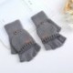 LYUGE  Knitted Half Finger Gloves,Autumn and winter men's flip-top gloves simple cashmere knitted half-finger gloves cold-proof warm and thick riding outdoor