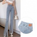 AUSDIOCA  New high-waisted slim-fit wide-leg micro-flare mopping pants, personalized slit jeans