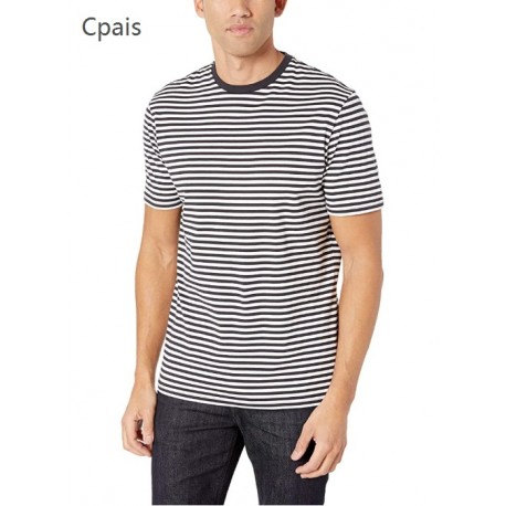 Cpais  Men's 2-Pack Slim-Fit Short-Sleeve Crewneck Stripe T-Shirt