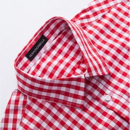 NORAZNORBELLA  New cotton small plaid large size long sleeve men's shirt