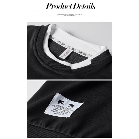 JUPITERANT  Men's T-Shirt Sweater, Solid Color Round Neck Loose Sports Fir, One Size Top Dress