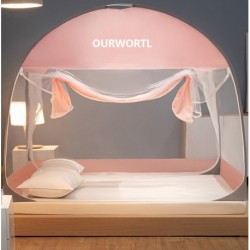 OURWORTL  Home installation-free encryption yurt mosquito net zipper drop-proof children's foldable mosquito net 1.8m bed double door