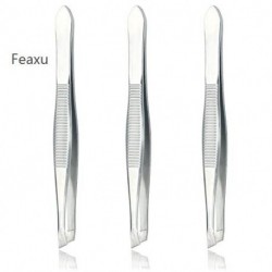 Feaxu (3 Pack) Slant Tweezers - Precision Stainless Steel Slant Tip Tweezers Hair Plucker for Hair and Eyebrows Personal Care (Silver Tone)