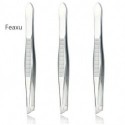 Feaxu (3 Pack) Slant Tweezers - Precision Stainless Steel Slant Tip Tweezers Hair Plucker for Hair and Eyebrows Personal Care (Silver Tone)
