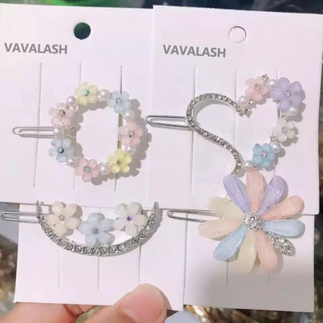 VAVALASH  Fashion trendy hair clip set flower women daily hair grip new  