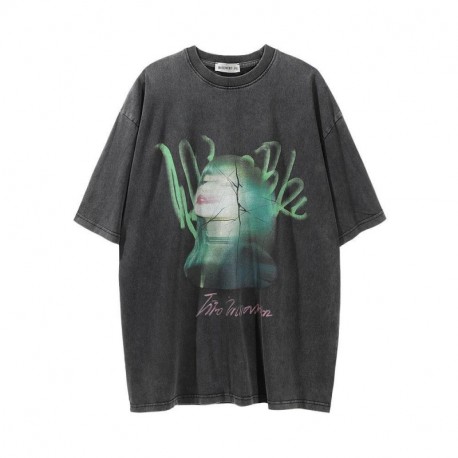  BASEMENT FG  Figure print short-sleeved T-shirts men hip-hop Fashion Street brand loose round-necked tee-shirts